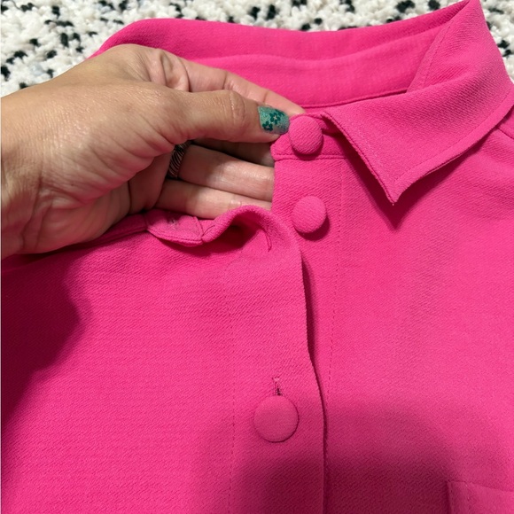 SEZANE Laurine Button Down Collared Boxy Shirt Sz S Small Hot Pink Loose Bright - Picture 4 of 11